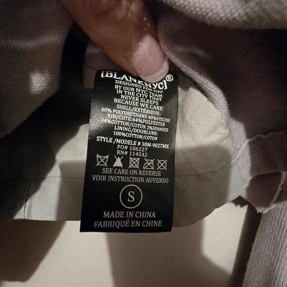 Blank NYC Moto Jacket Womens SM Taupe Zip Front Faux Vegan Leather Asymmetrical - Picture 5 of 9